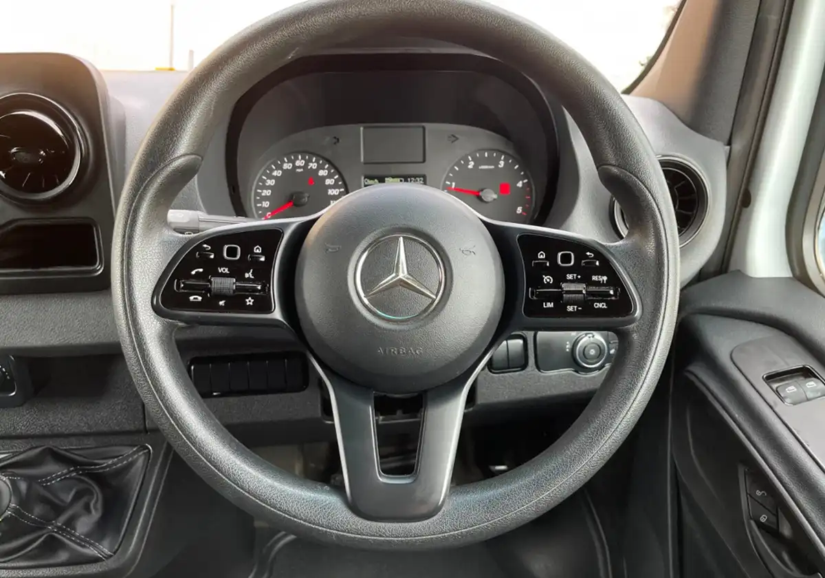 Steering wheel of a Mercedes Sprinter